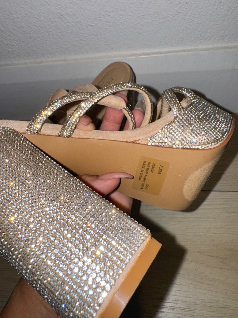Fashion Nova Silver Rhinestone Platform Heels - Picture 7 of 8